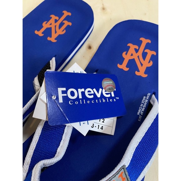 New York Mets Sewn Patch Team Logo Flip Flops Blue and Orange New Sz‎ XL 13-14 - Picture 3 of 8
